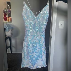 Windsor Formal Sequin Cross- Back Mini dress